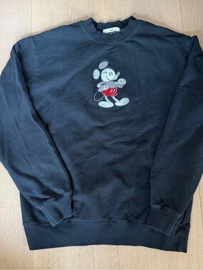Black Crewneck Sweatshirt with Mickey Graphic